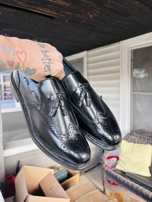 Vintage Executive Imperials O'Sullivan Black Leather Wingtip  Oxford Size 10D