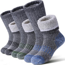Kids Merino Wool Hiking Socks Boys Girls Winter Thermal Warm Thick Cozy Cushion