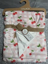 Lila  Jack Baby Blanket Cherries Pink Polka Dot Reversible Minky Cherry HTF NWT
