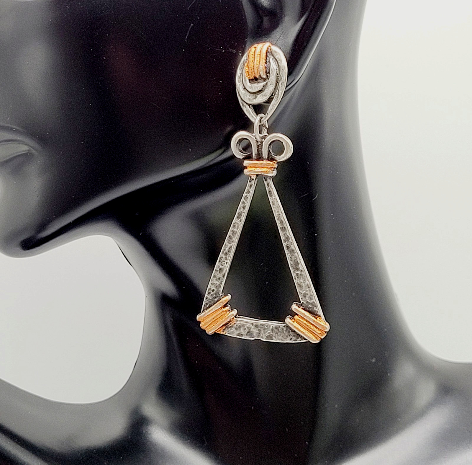 Triangle Shape Geometric Hammered Dimpled Copper … - image 1