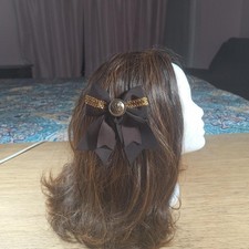 Preview of Innocent World Gold Braid Bow Clip | Brown | Classic Lolita