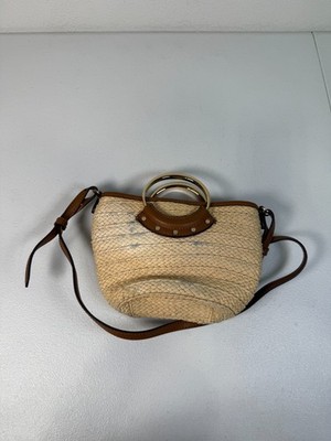 Claudie Pierlot Brown Small Woven Bag with Fading and Stains
