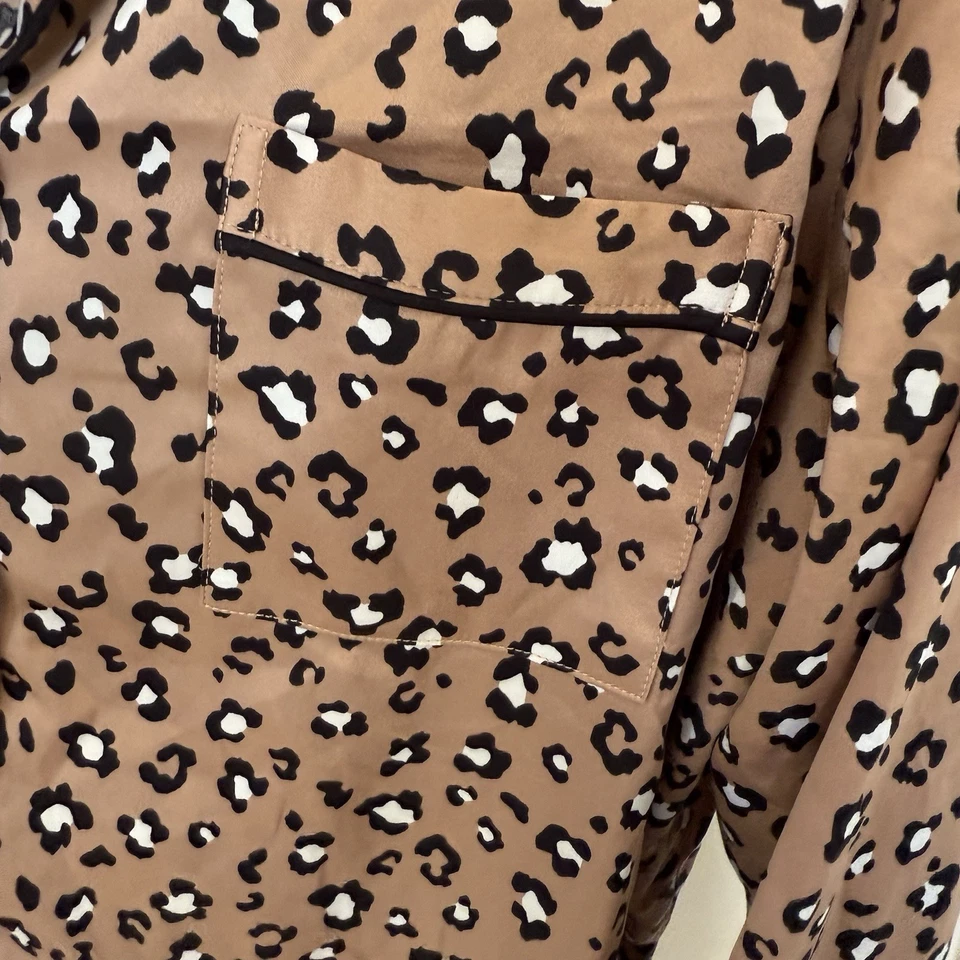 Serenedelicacy Silky Satin Pajamas Set Woman’s Large Button Sleepwear Leopard - Image 3 of 4