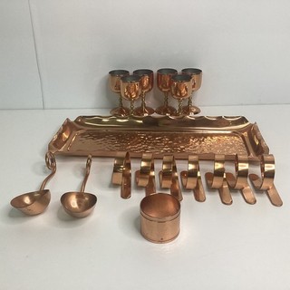 Faberware Copper Table Set: Tray Goblets Spoons & Napkin Rings CV#670