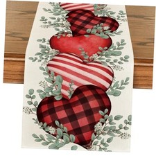 Eucalyptus Hearts Valentine's Day Table Runner, 13" x 72", Table Runner Red