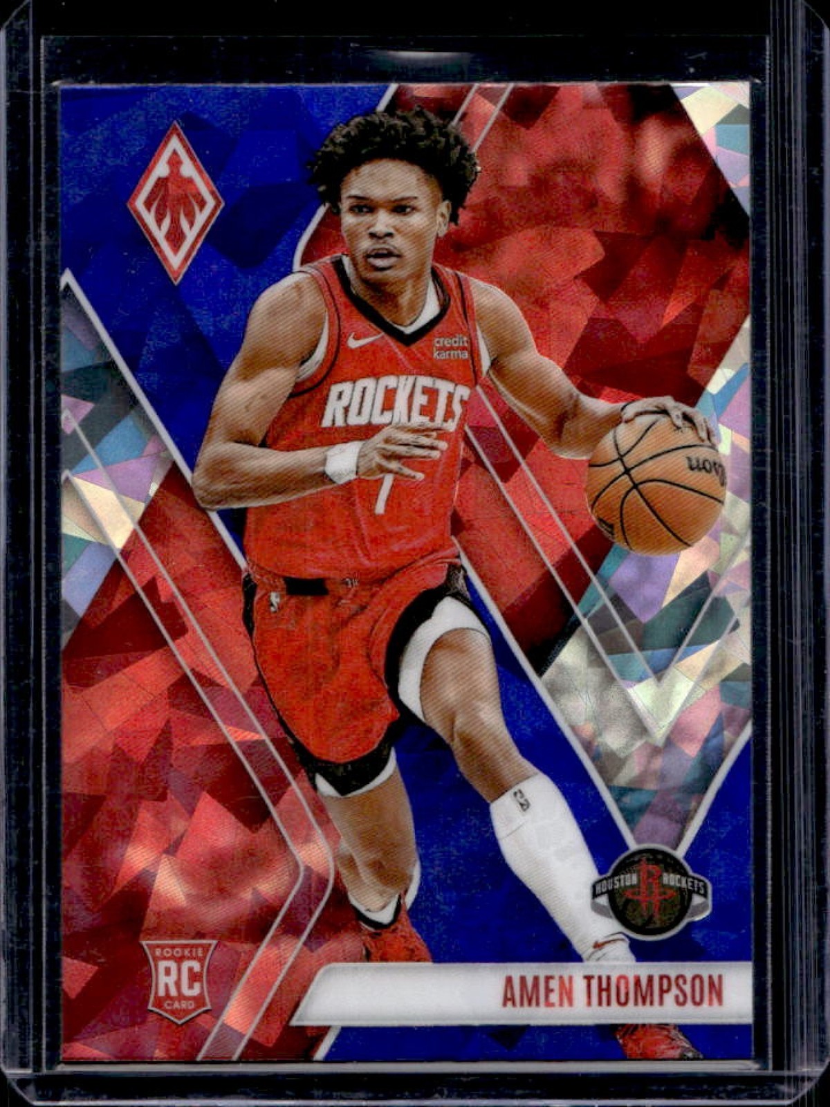 2023-24 Panini Phoenix Amen Thompson RC Blue Ice Rookie #300 Rockets