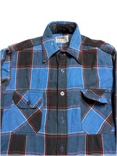 Vintage Montgomery Ward 100 Cotton Button Up Flannel Size Small 60s 70s
