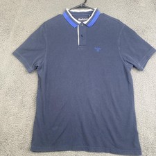 Barbour Polo Shirt Mens Large Blue Portugal Cotton Collar Classic Casual Top