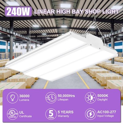 LED Linear High Bay Hanging Light Fixture 240W Workshop Supermarket Warehouse