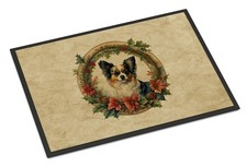 Papillon Christmas Flowers Doormat