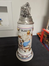 Norman Rockwell Stein Triple Self Portrait Centennial w/Box Never Used No.2276