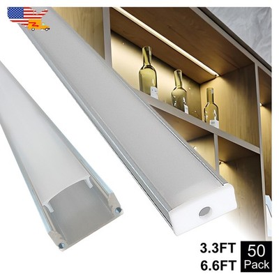 50 Pack 3.3FT/1M Led Aluminum Channel Profile With Milky White Cover U Shape DIY
