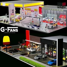 1/64 Scale Diorama Car Parking Lot Model LED Lighting Street Garage Scene Model