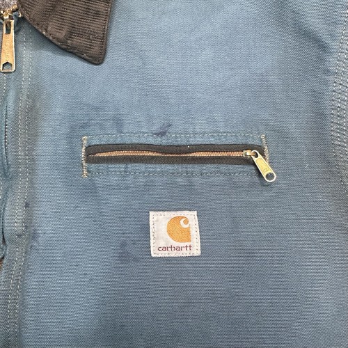 Vintage Carhartt Detroit Jacket Dark Teal DTL Distressed Trashed Dyed Boxy Worn by Carhartt, $169.99 - Photo 3