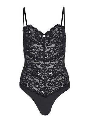 Fleur du Mal Charlotte Balconette Bodysuit Style BS0067 in Black