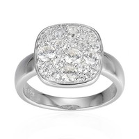 Cavill Damen Ring 925 Silber Pavé Zirkon 1,108Ct Quadratisch Funkelnd