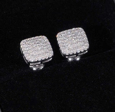 Moissanit Ohrstecker 925 Silber 3-reihig iced out mit GRA Zertifikat