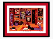 Josh Agle SHAG SUMMER OF 666 framed & matted print & COA Ozzy AC DC rock bands