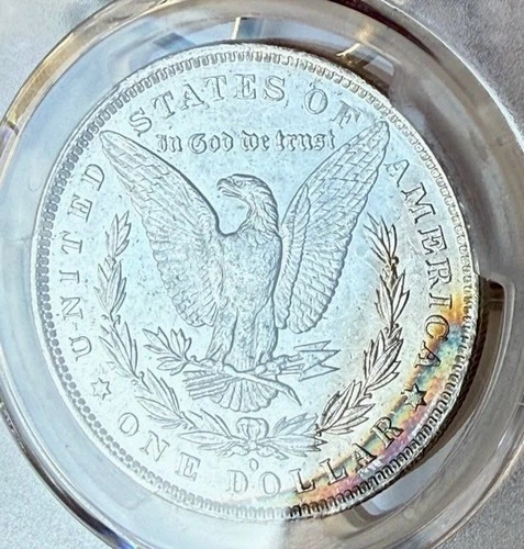 1885-O MS62 Rainbow Crescent Reverse PCGS New Orleans Mint Morgan Silver Dollar