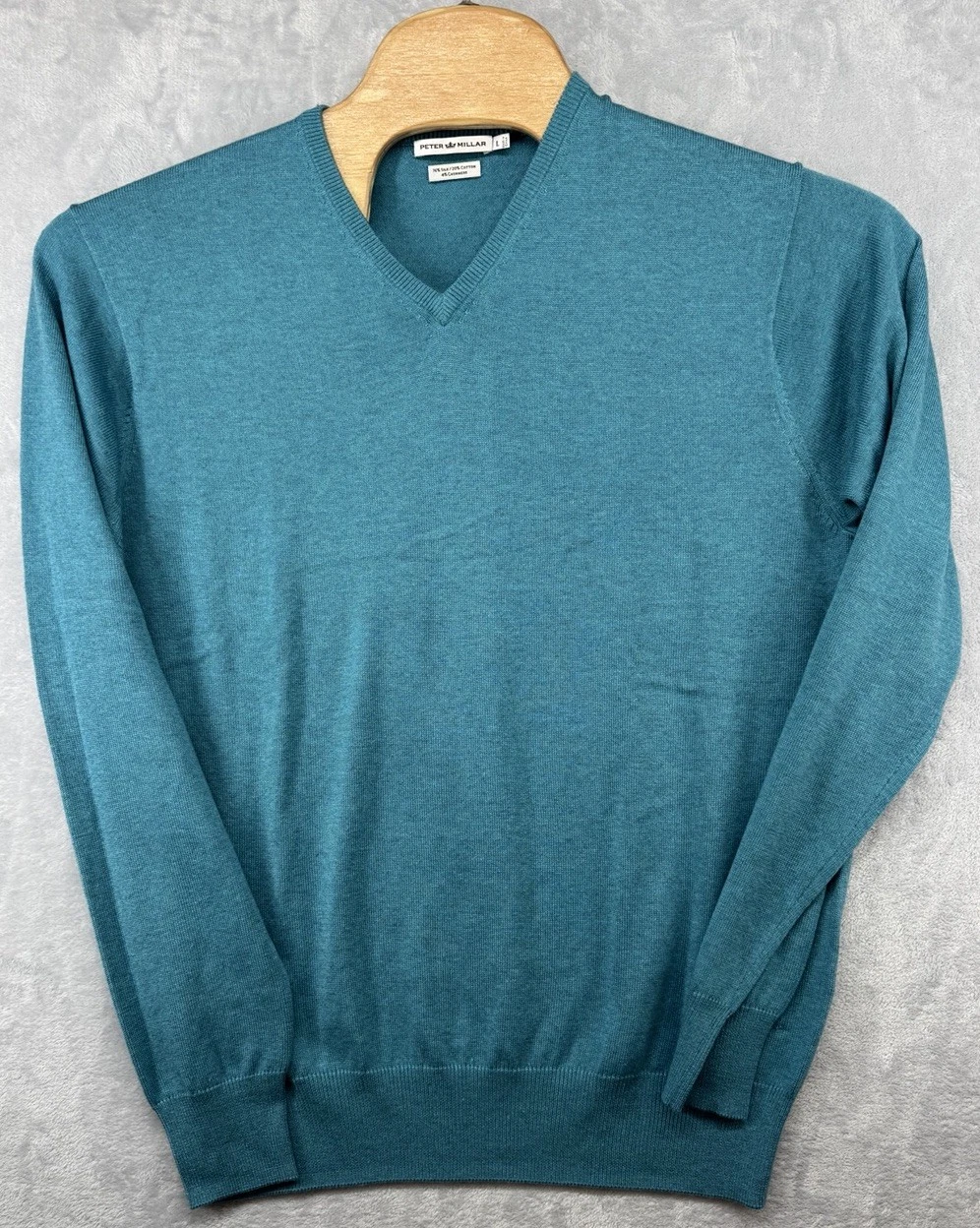 Peter Millar Sweater V-Neck Silk Cashmere Cotton Pullover Green Men's Size L