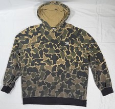 Adidas Originals Mens Duck Camo Trefoil Logo Hoodie Green Brown Distressed XL