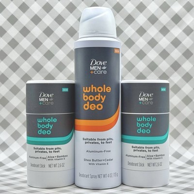 Dove Whole Body Deo Set Shea Butter Cedar Spray + 2x Aloe Bamboo Stick   NEW   