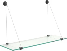 Clear Hanging Glass Shelf 6" X 33" Black Finish