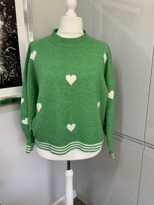 George Damen Pullover Gr. 20 - 22 Grün Herzen Pulli Sweater