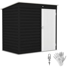 6' x 4' Metal Garden Shed, Tool Shed w/Lockable Door, Dark Gray