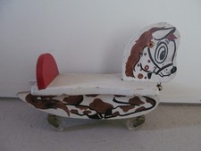 Wood Rocking Horse Ride On Rolling Vintage w/ Bell Dekto 