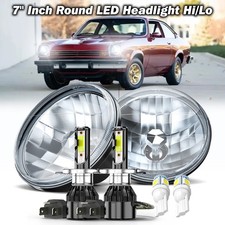 7 Inch Led Glass Headlight Round Classic Look Conversion Chrome Pair 7 Inch Led Glass Headlight Round Classic Look Conversion Chrome Pair