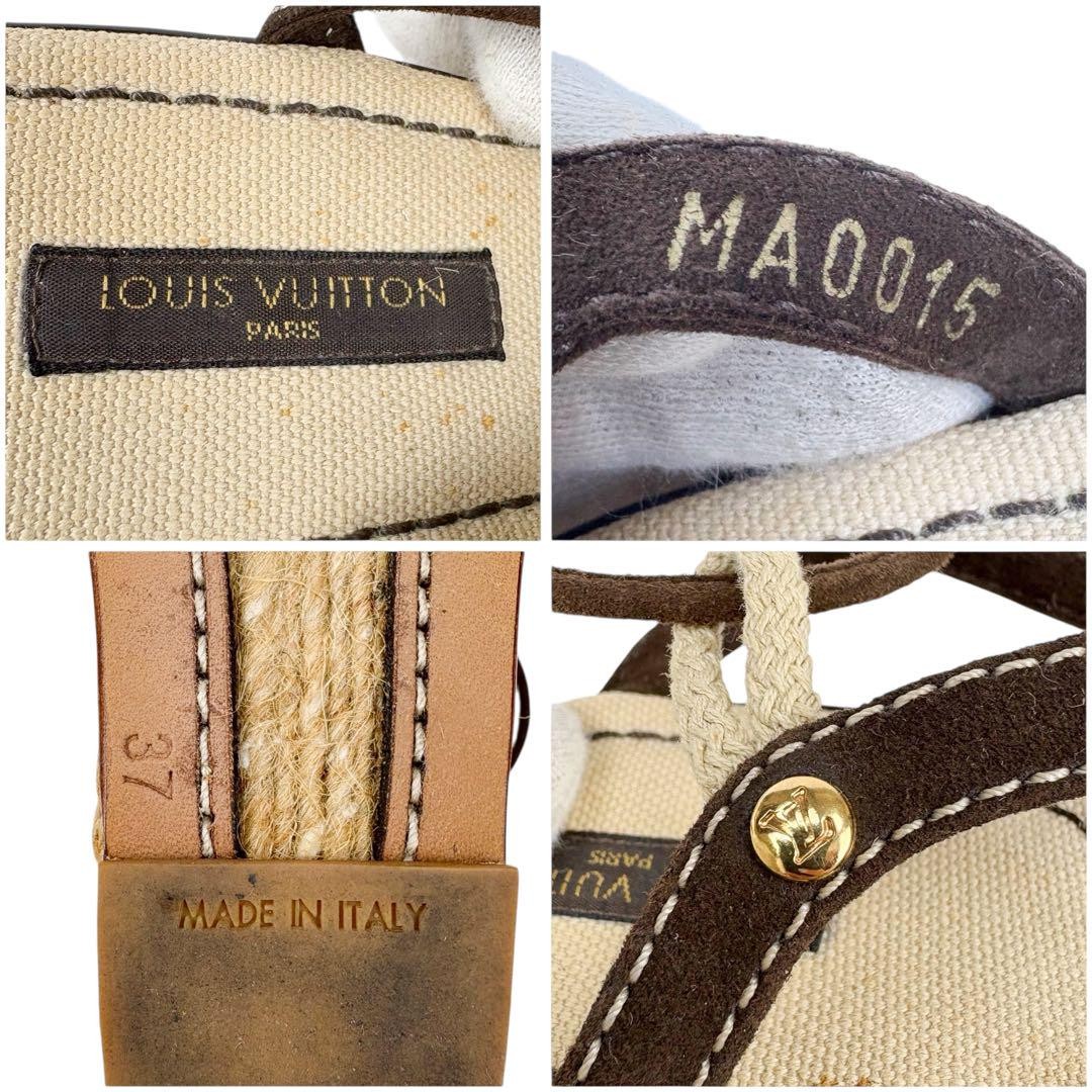 Louis Vuitton Wedge Flower Sandals Brown Leather Size 37 US About6 For Women thumbnail 24