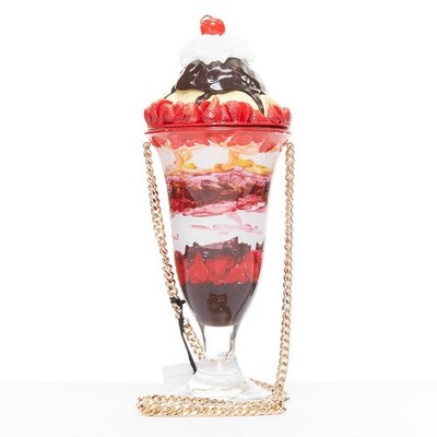 rare MOSCHINO 2022 Ice Cream Sundae Runway pink chocolate chain crossbody bag