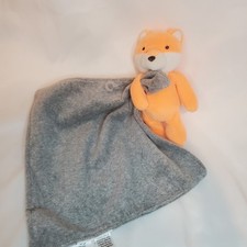 Carters Orange Fox Plush Lovey Rattle Gray Fleece Security Blanket Baby Toy 10"