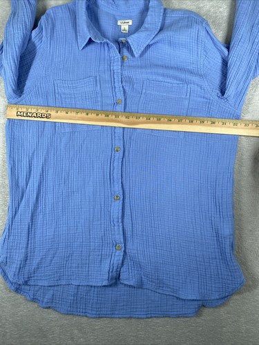 L.L. Bean Cloud Double Gauze Shirt Long-Sleeve Women's Large Blue Cotton Beachy - Picture 5 of 9