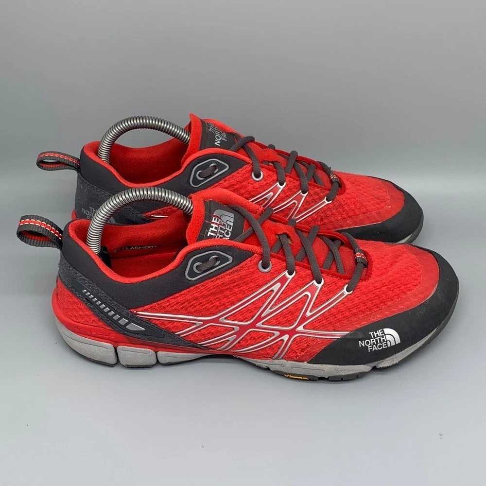 The North Face Ultra Kilowatt Red Black Trail Running Shoes C554 Men's Sz 8.5