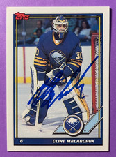 SIGNED CLINT MALARCHUK 1991 AUTOGRAPHED TOPPS HOCKEY CARD - SABRES