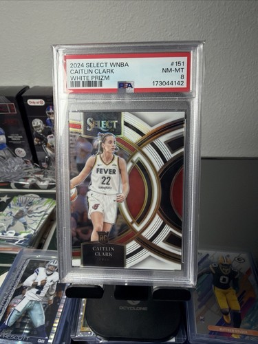 2024 Select WNBA Caitlin Clark Premier Level White Prizm Rookie 15/99 RC PSA 8