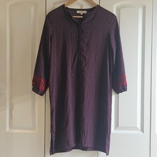 LOFT Size M Dress Burgundy and Blue Boho Shift Dress Autumn Chi Fall Essential!