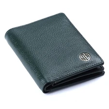 Genuine Sea Green Wallet for Men RFID Protected Leather Bi-Fold Hidden Pockets