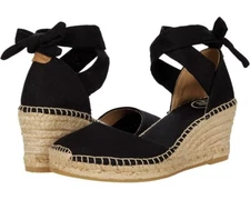 Toni Pons Julia Sandals Womens 8-8.5 Black Ankle Tie Wedge Heel Espadrille PQ199