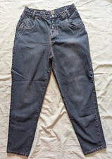 Gitano 80's Vtg Jeans Denim Hi Waist Mom Straight 16 button fly purple wash dark