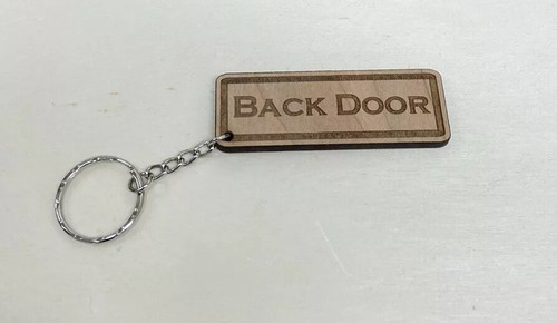 Personalised Engraved Wooden Door Key Keyring Caravan Man cave Shed Workshop Tag - Picture 4 of 5