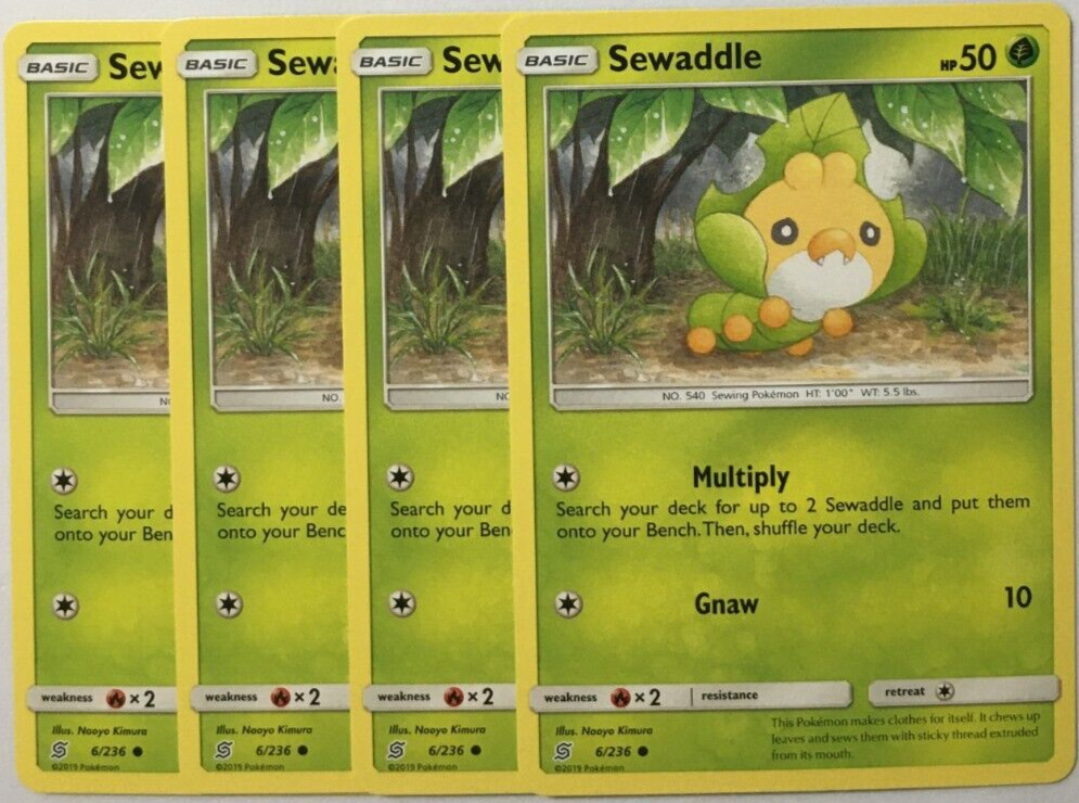 POKEMON 4X SEWADDLE 6/236 UNIFIED MINDS COMMON NEAR MINT-PLAYSET