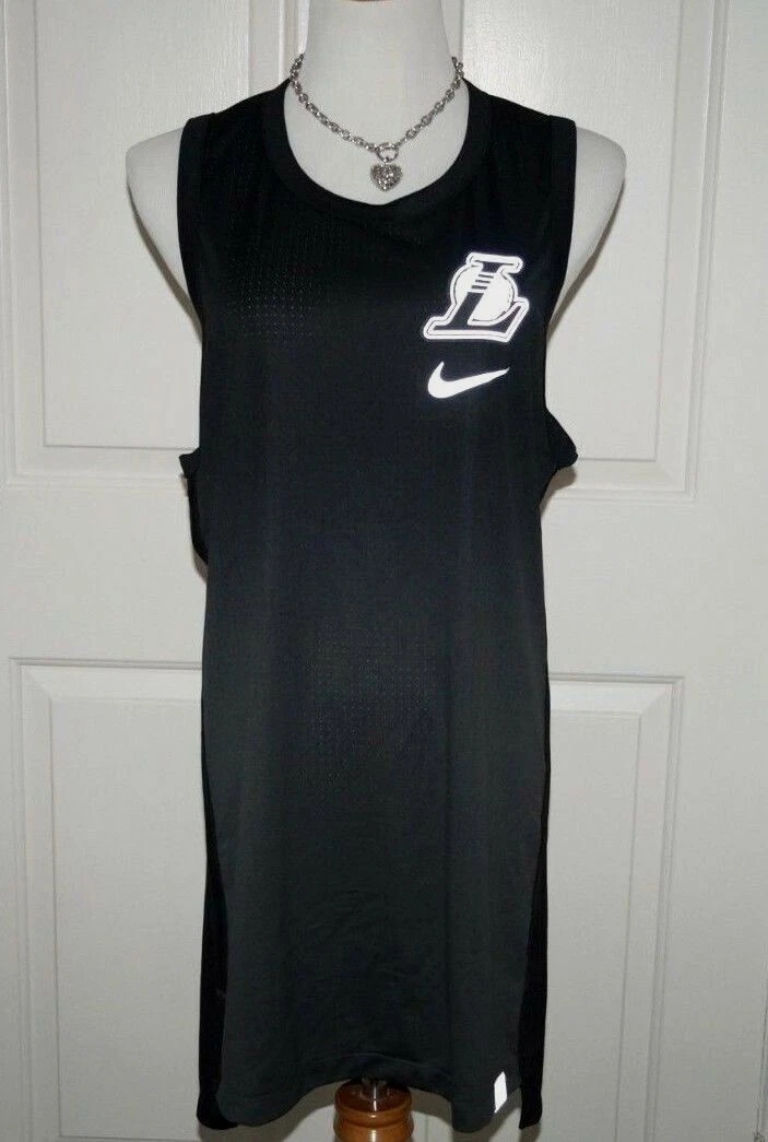 NWT Authentic NIKE NBA LA LAKERS Black Dri-Fit Women's Jersey Dress Size L