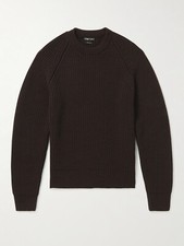  2500 TOM FORD Ribbed Cashmere Mock-Neck Sweater Dark Brown 48 Medium Italy
