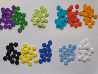 Lot De 50 Boutons Plats 2 Trous Pour Scrapbooking Et Mercerie – 9mm, Résine, Couleurs Assorties