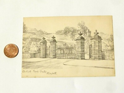 c1930 Postkarte Bleistift Druck Carlisle Park Gates Morpeth Robert Crozier Amateurfunk