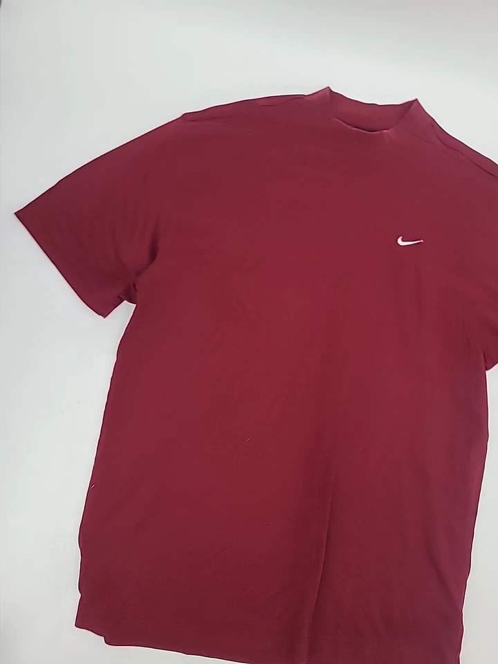 Vintage Nike Golf Mock Turtleneck Short Sleeve Shirt Maroon, 90s Large - Image 3 of 4