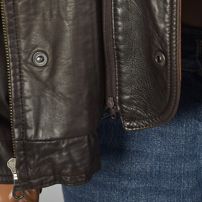 L Mens Remy 90s Leather Jacket Chocolate Brown Removable L Mens Remy 90s Leather Jacket Chocolate Brown Removable